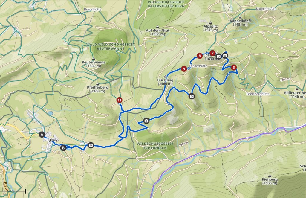 Karte Tour Edelsberg Allgäu