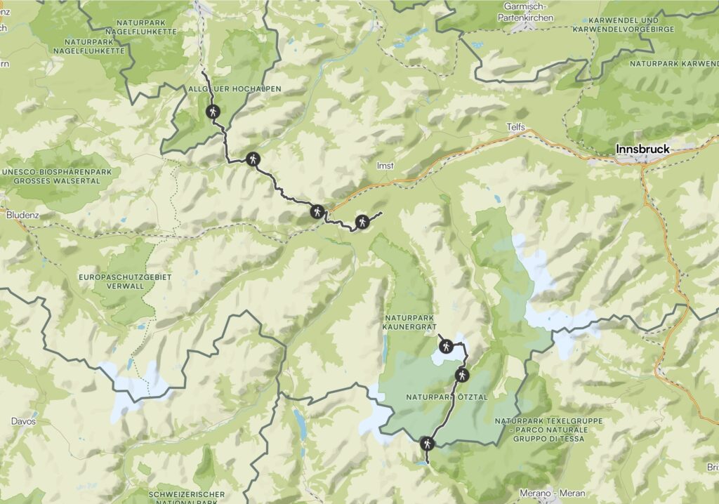 E5 Route auf der Karte