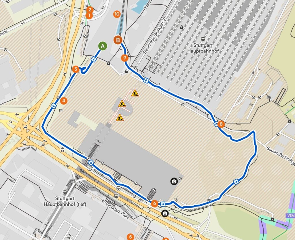 Route der S21 Fernwanderung auf der Karte